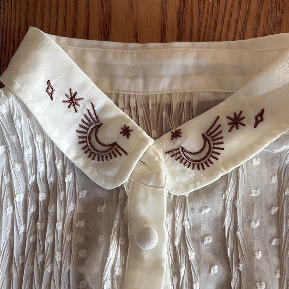 Embroidered Cream Shirt by Disturbia - never worn